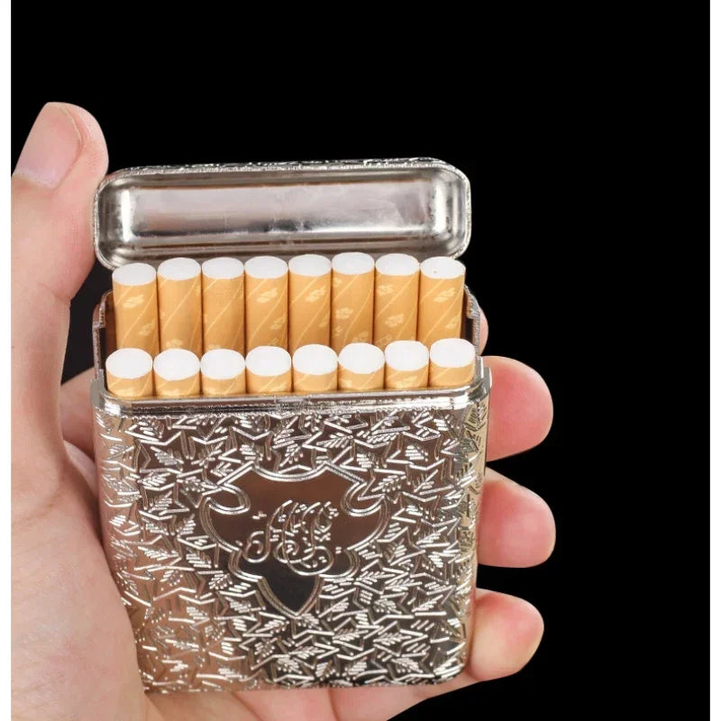 Luxurious Vintage Engraved Shelby Style Three-open Cigarette Box Retro Metal Cigarette Box Can Hold 16 Cigarettes