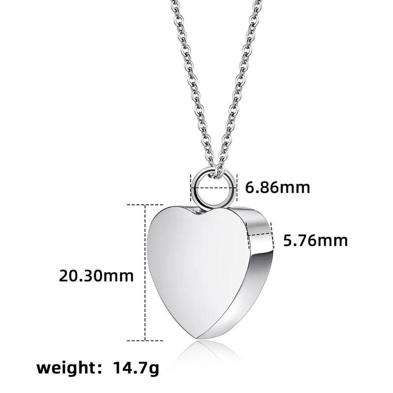 Small Heart Cremation Urn Necklace Carved Locket for Ashes Stainless Steel Memorial Ash Pendant Keepsake Jewelry