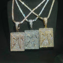 Aokaishen Iced Out CT Necklace Pendant for Women Hip Hop Jewelry Iced Out Cubic Zirconia Real Gold Plated