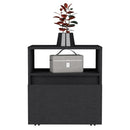 Bedroom Nightstand , End Table, Side Table Casters, Single Drawer-Black Bedroom Furniture Nightstands