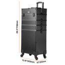 SucceBuy Professional Makeup Train Case Aluminum Cosmetic Case Workbench With Supporting Legs Rolling Makeup Case Extra Large