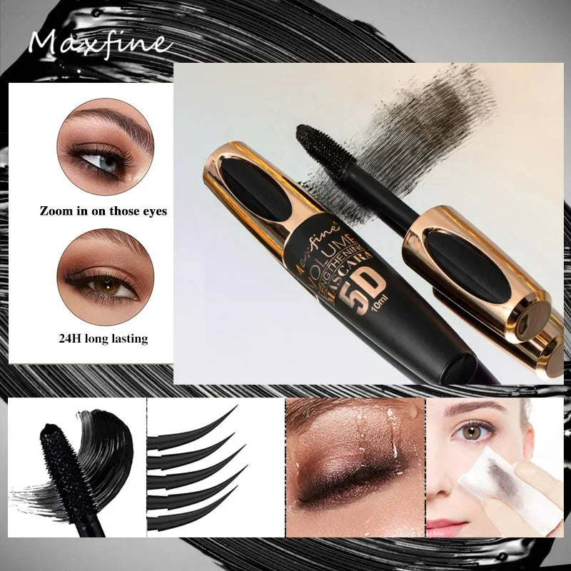 Maxfine 5 Color Mascara Lasting Lengthening Thick Curly Eyelash Dyeing Cream New Product 5D High-capacity Waterproof Mascara