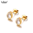 Lokaer Delicate Water Drop Cubic Zirconia Stud Earrings Valentine's Day Gift High Quality Stainless Steel Daily Jewelry E25002