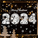 2024 Merry Christmas Window Stickers Santa Claus Snowflake Elk Xmas Tree Sticker Christmas Decorations for Home Happy New Year