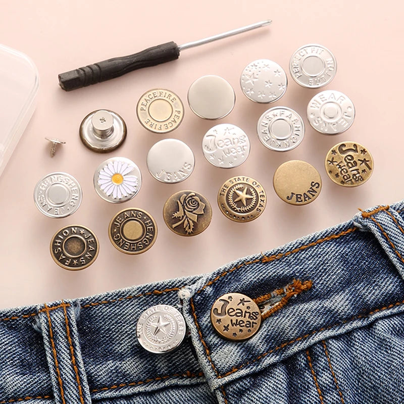 5/10/20pcs jeans button adjustable waist shrinker Nail free metal button Removable I-button seam free waist button