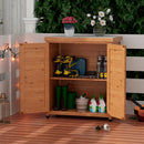 Potting Bench with Storage Cabinet and Metal Table Top for Outdoor Patio,Outdoor Work Station Table, Versatile Use