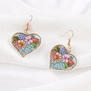 Makersland Heart Earrings Wooden Vintage Flower Dangle Pendants Jewelry For Women New Design Trendy Drop Earrings For Girl