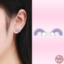 Bamoer Cute Romantic Fairy Elevs Exquisite Stud Earrings for Women Genuine 925 Sterling Silver Rainbow Ear Studs Luxury Jewelry