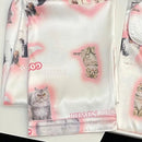 Kawaii Youth Girl's Satin Homewear Short Long Fashion Pyjama Cute Cat Print Summer New Thin Pajamas for Women Silk Home Set
