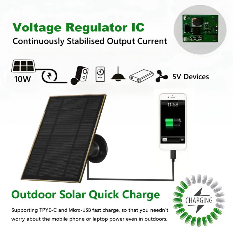 10W Trail Game Camera Solar Panel Kit 5V Output 6000mAh Rechargeable Battery Solar Power Bank Solar Charger for Hunting Camera