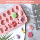 18-Cavity Easter Silicone Chocolate Mold Egg Rabbit Bunny Shaped Mould Candy Jelly Cocoa Bombs Making of Easter Party Decoration