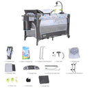 SucceBuy Baby Bassinet 77 pounds Load Capacity Easy to Fold Portable Bassinet Bedside Sleeper with Storage Basket and Wheels