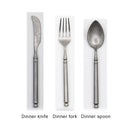 Retro Scrub 304 Stainless Steel Flatware Kitchen Cutlery Set Steak Knife Fork Spoon Set Dessert Fork Vintage restaurant Cutlery