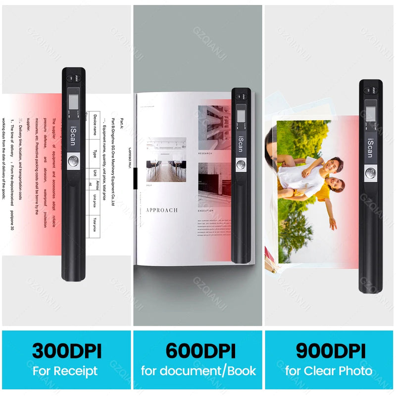 900DPI iScan01 Portable A4 Document Reader Scanner For Contract Books Office Business Handheld Mobile Scanners JPG PDF Format