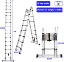 5M Telescopic Folding Ladder with Stabilizer Bar, Extension Ladder A-Frame Multi-Purpose Folding Ladder 330lb Capacity