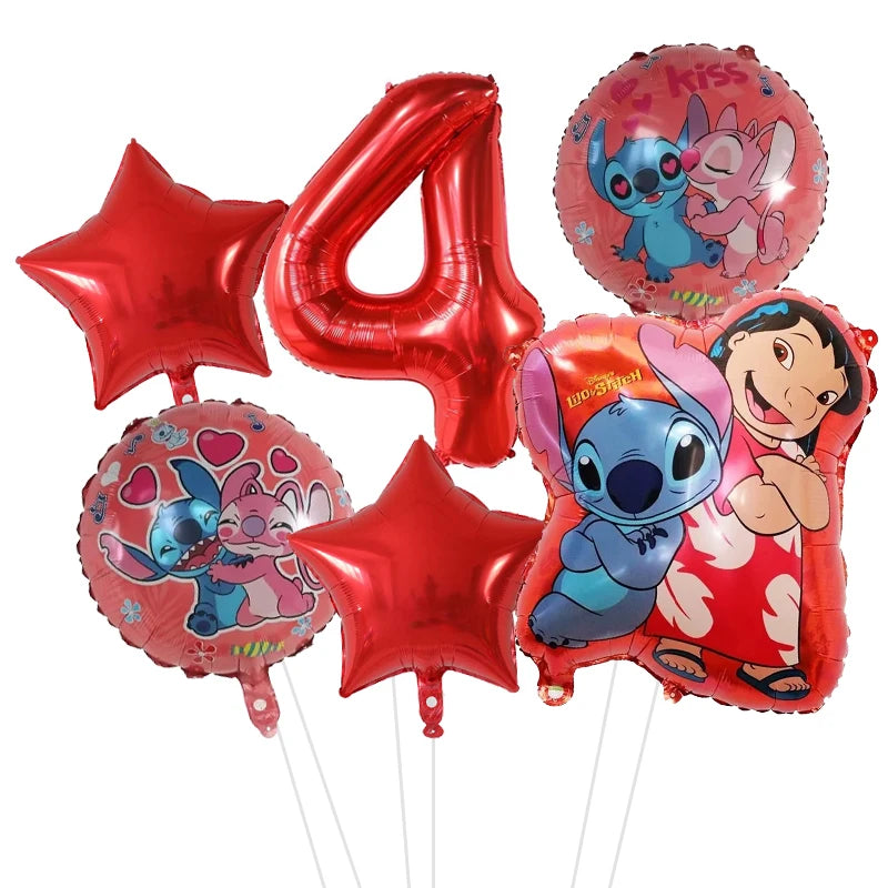 6pcs Disney Lilo & Stitch Party Balloons Stitch 32" Number Balloon set Baby Shower Birthday Party Decorations Kids Toy Gifts