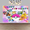 Pokemon Pikachu Birthday Party Backdrop Cartoon Baby Shower Background Photography Wall Photo Studio Banner Decor For Boy Gift