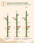 Adjustable Height Cactus Cat Tree for Indoor Cats Floor to Ceiling Cat Tower with Scratching Post Cozy Hammock Dangling Balls