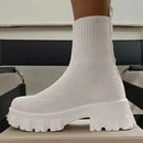 Women Boots 2023 Platform Boots For Autumn Winter Shoes Slip On Platform Shoes Women Ankle Boots White Heels Short Botas Mujer