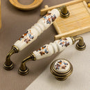 1PCS Vintage Rural Ceramic Drawer Cupboard Door Handles Green/Red Leaves Cabinet Pulls Dresser Kitchen Pull Knobs For Furniture