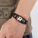Fußballarmband Verstellbares Lederarmband Punk-Armband Mode Herrenarmband Wickelarmbänder Fußballgeschenke für Teenager-Jungen