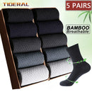 5 Pairs/Lot High Quality Men Bamboo Fiber Long Socks Business Man Breathable Deodorant Compression Summer Casual Male Crew Socks