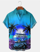 Men's Shirt Summer Hawaiian Shirt Graphic Prints Palm Tree Turndown Outdoor Street Short Sleeves Button-Down Print Clothing