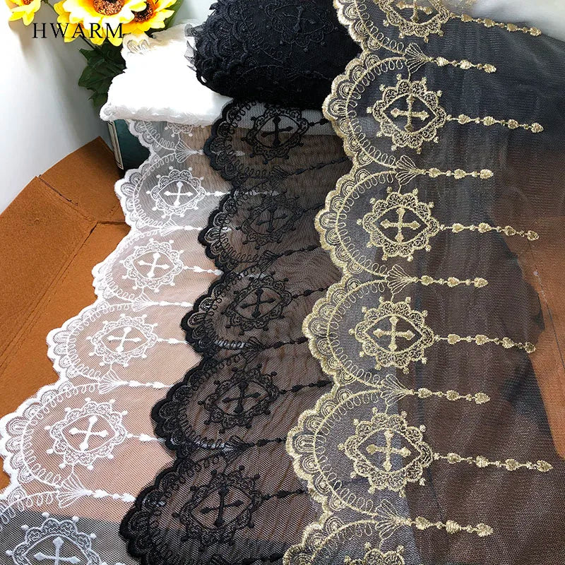 5yard Cross Lace Fabric Table Runner Skirt Christmas Easter Day Christian Catholicism Water Soluble Mesh Lolita Jewelry Party