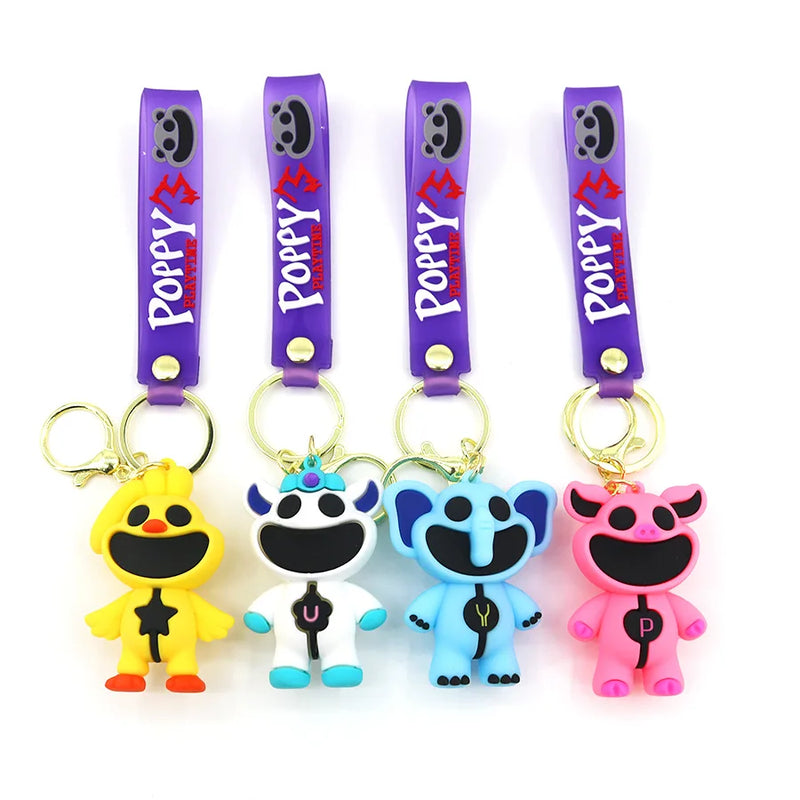 Game Smiling Critters keychain Cartoon Hopscotch Catnap Bearhug Key Chain For Men Women Backpack Pendant Keychain Gift for Kids