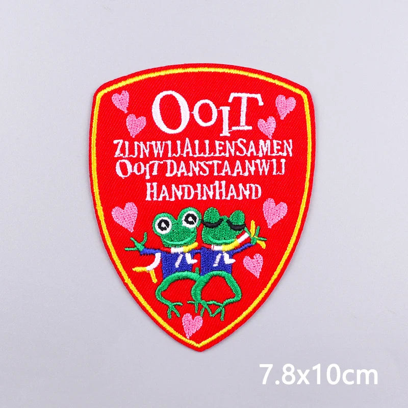 2024 Netherland Oeteldonk Emblem Embroidery Patches For Clothes Carnival Frog Iron On Patch Thermoadhesive Patch For Gift DIY