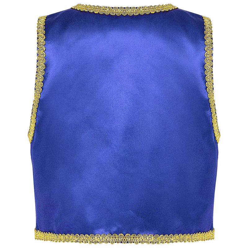 Children Boys Arabian Prince Costume Genies Vest Open Front Golden Genies Waistcoat for Party Halloween Cosplay Fancy Dress Up