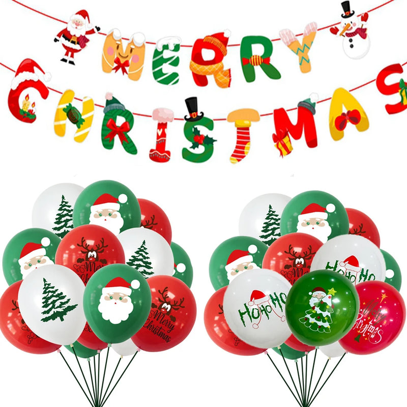 Merry Christmas Balloon Santa Claus Christmas Tree Elk Banner Ornaments Christmas Party Decorations For Home 2024 Xmas Pendants