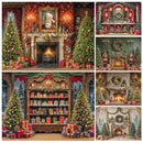 Santa Claus Workshop Backdrops Kids Family Photography Props Magic Christmas Fireplace Gifts Wreath Xmas Trees Backgrounds