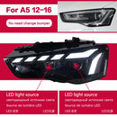 AKD Car Lights for Audi A5 LED Headlight Projector Lens 2008-2016 Animation DRL Dynamic Signal Reverese Automotive Accessories