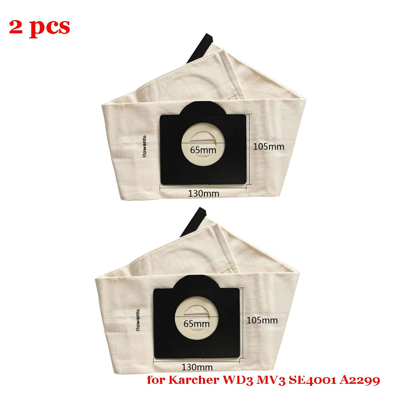 Washable Dust Bags Coth For Karcher WD3 WD3300 MV3 SE4001 SE4002 6.959-130 A2200 A2500 A2600 A2900 A3100 Vacuum Cleaner Parts