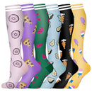 6 PAIRS Compression Socks Flowers Animal Fruit for Men Women Running Nurse Socks Nurses Sport Ladies Lady Womens Running