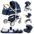 Luxury Baby Stroller 3 in 1 Portable Travel Baby Carriage Fold Pram High Landscape Aluminum Frame Newborn Infant Stroller