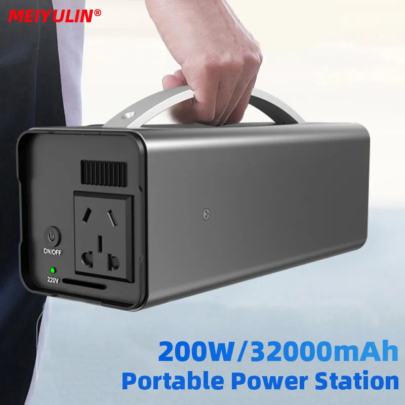 32000mAh Portable Power Station Solar Generator 200W 220V Emergency Charging External Battery Power Supply For Outdoor Camping