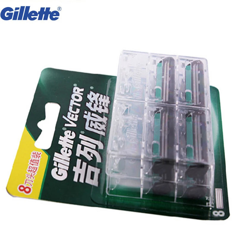 Gillette Vector Shaving Blades for Men Manual Safety Beard Shaver Hair Removal Double Layer Head Razor Blade Cassettes 8-24PCS