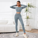 2 Pieces Sets For Women Wash Tie-dye Sports Sets Long Sleeved Round Neck Top Hight Waist Lift Hip Outdoors Leggings Sports Sets