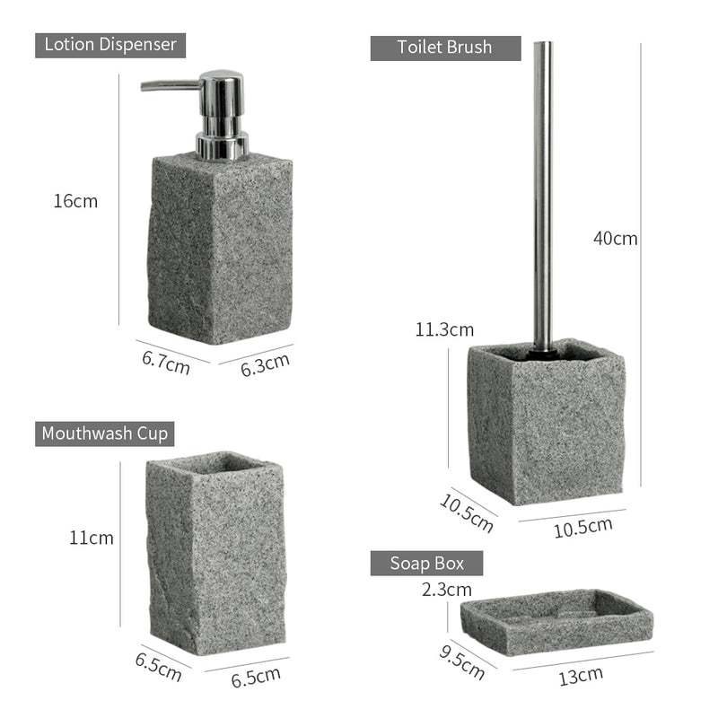 Bathroom Accessories Single Imitati Granite Iiquid Soap Dispenser Toothbrush Holder Cup Soap Dish Toilet Brush Holder