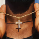 14K Gold Plated Hip Hop Cross Pendant Necklace for Women Male Iced Out Twisted Chain Long Necklace Fine Jewellery Accessories