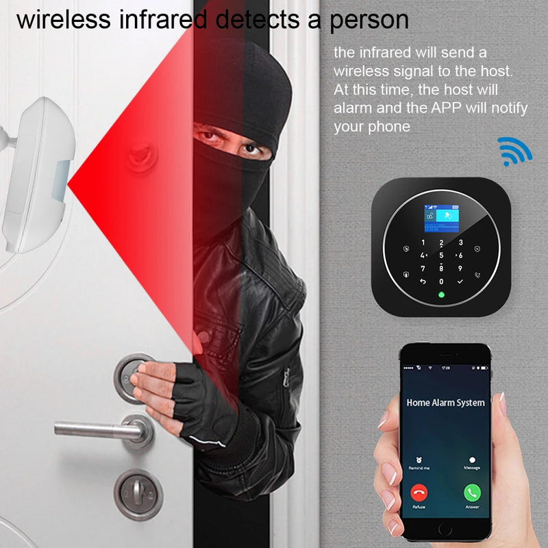 NEW Tuya WIFI W9B Alarm System for Home Burglar Security 433MHz WiFi GSM Alarm Wireless Tuya Smart House App Control