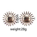 2024 New ZA Fashion Golden Big Sun Shape Metal Earrings Women Indian Vintage Retro Punk Statement Earrings Jewelry