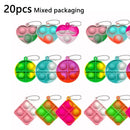 20Pcs Mini Pop Keychain Toddler Sensory Fidget Toys Bulk for Classroom Prizes Kids Birthday Party Favors Goodie Bag Stuffers