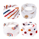 Kangobaby 4pcs Muslin Burp Cloths Sets Most Fashion Colorful Solid Color Baby Infinity Scarf Bibs