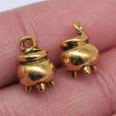WYSIWYG 10pcs 3 Colors Halloween Witch Cauldron Cooking Pot Censer Charm Metal Charms For Jewelry Making 9x12mm
