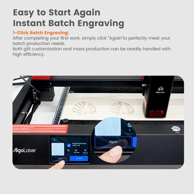 AlgoLaser Alpha MK2 Laser Engraver 20W Output Power 3.5” Color Touch Screen App Offline Control DIY Engraver Tool for Metal MDF