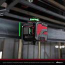 YEVOLT YVGLL4XS12 Series Green Laser Level 3-Plane 12-Line Self-leveling 360 3D Horizontal & Vertical 3.6V 3Ah Power Tools
