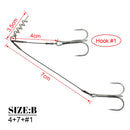 Spinpoler Corkscrew Pike Rig Stinger Fishing Hook For Soft Lure Super Sharp Double Treble Hooks 2 1 1/0 2/0 Wire Line Tackle